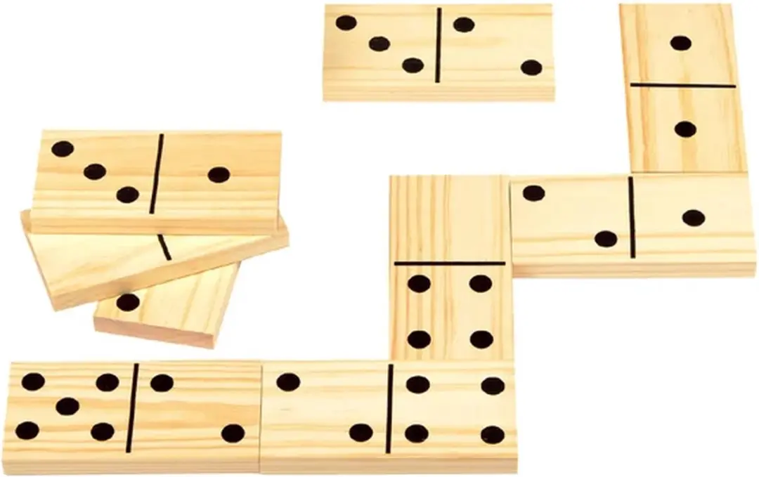 Koopman Houten Domino 28-delig - Naturel met Zwart - afbeelding 3 van 3