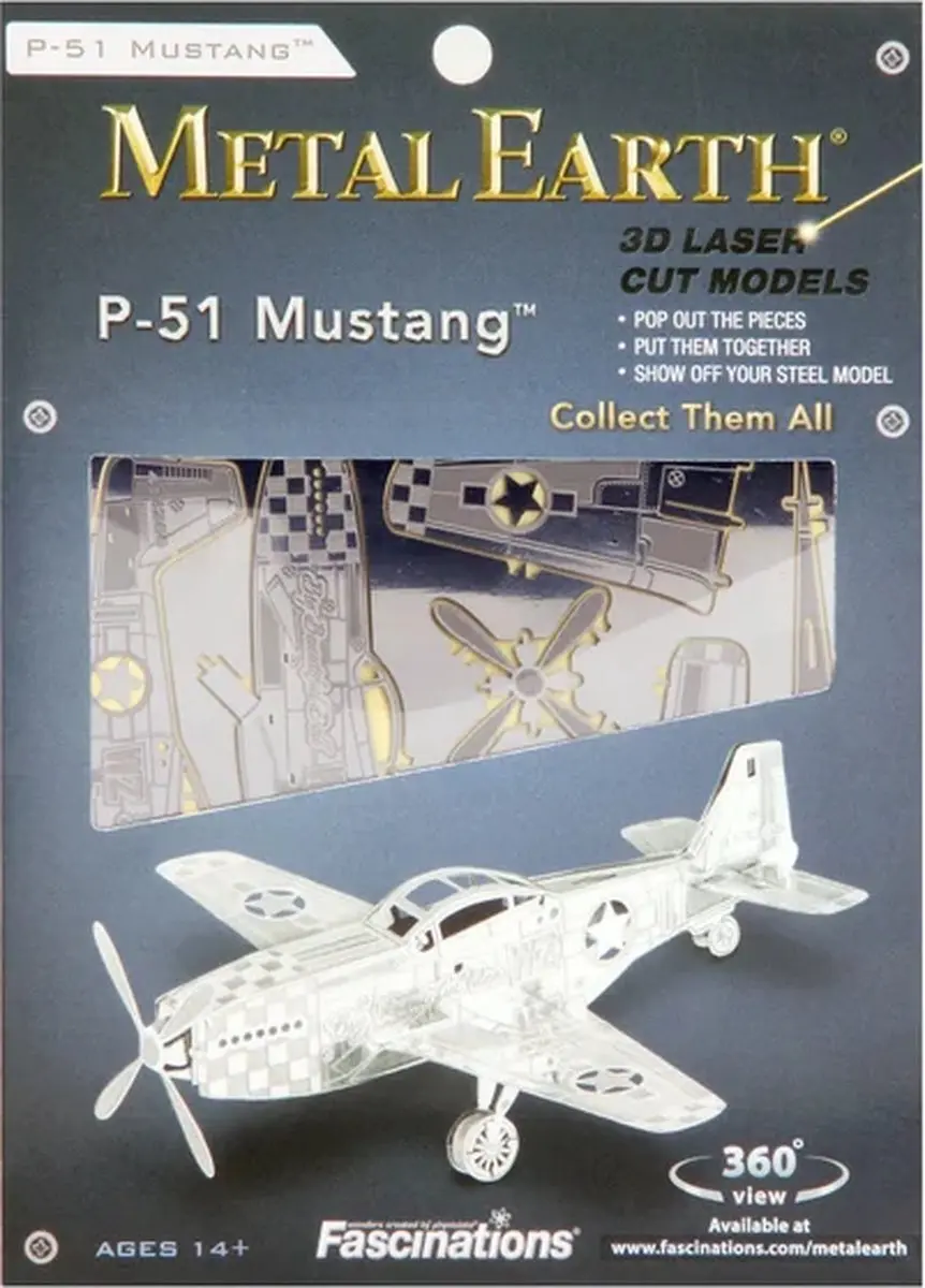 Metal Earth Mustang P-51 3D Modelbouwpakket - Metaal - afbeelding 6 van 6
