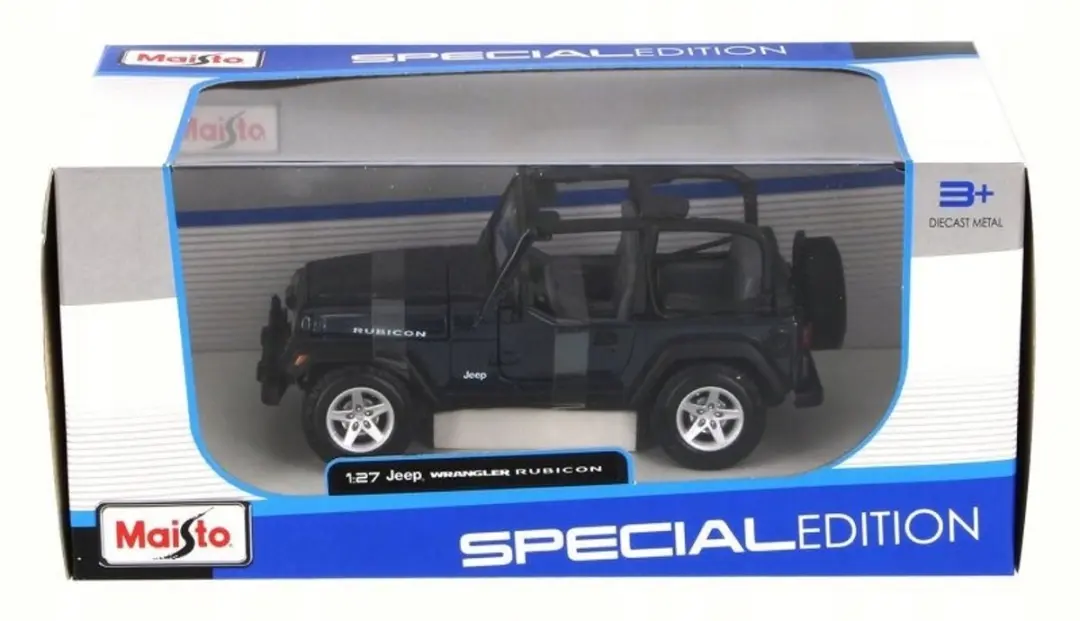 Maisto Jeep Wrangler Rubicon Modelauto 1/27 - Blauw Metaal - afbeelding 6 van 6
