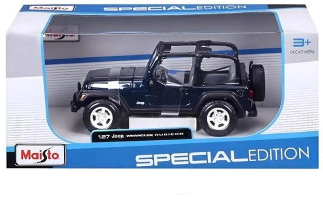Maisto Jeep Wrangler Rubicon Modelauto 1/27 - Blauw Metaal - afbeelding 3 van 6