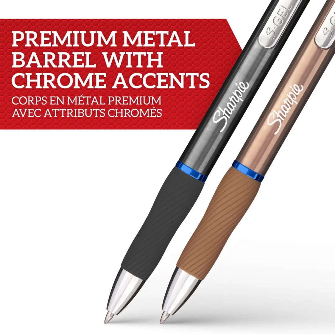 Sharpie S-Gel Metalen Gelpen Set 2+2 - 0,7 mm - Zwart - afbeelding 2 van 6