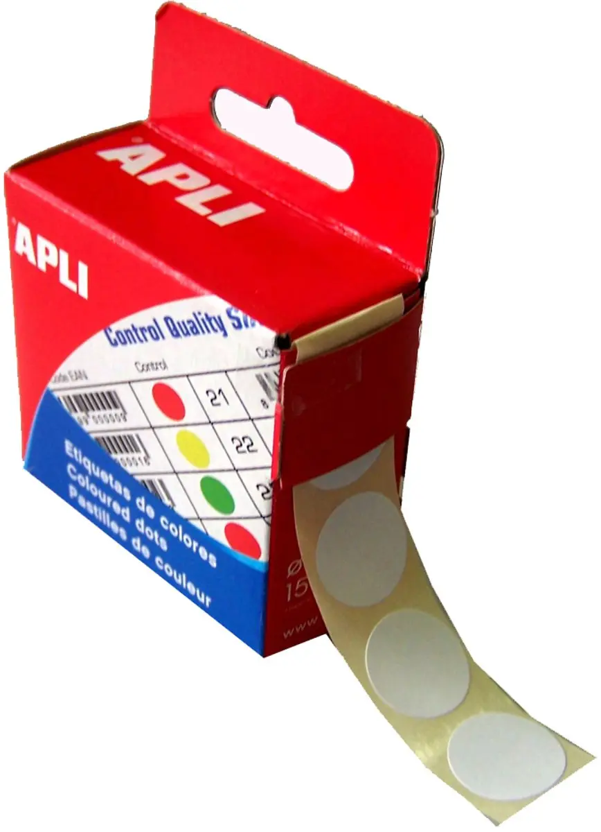 APLI kleurcodering stickers, geel, 15 mm rond, 150 stuks