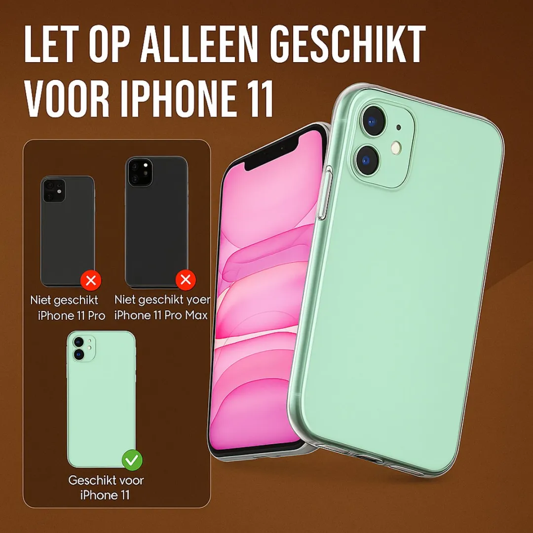 Nuvex iPhone 11 Telefoonhoesje Transparant - Beschermglas