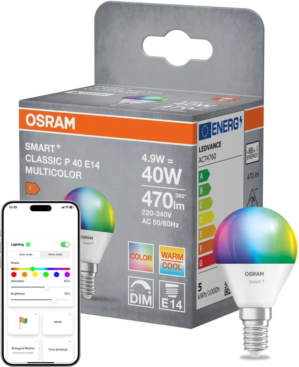 Osram SMART+ MATTER Classic P40 LED-lamp 4,9W Wit - Mat