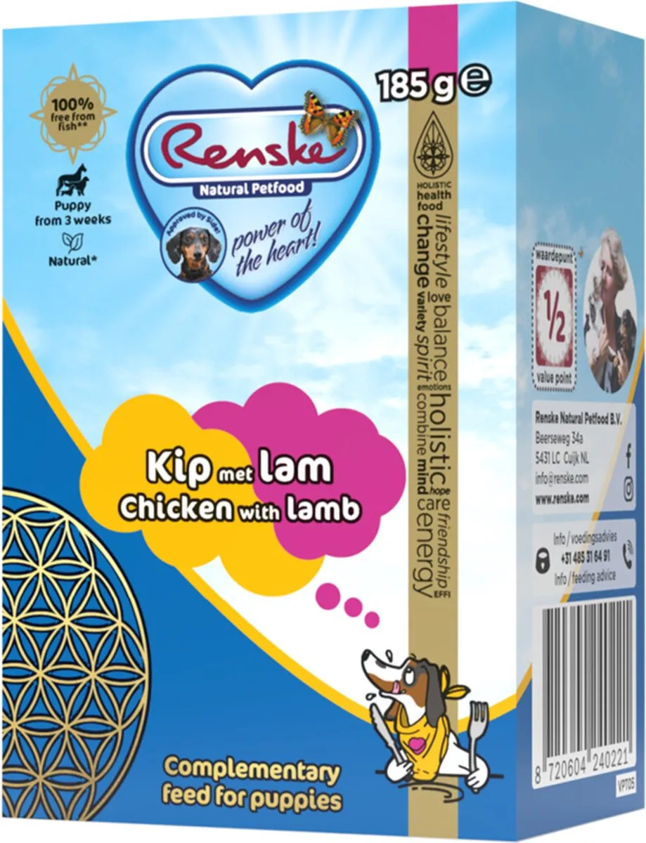 Renske Vers Puppy Hondenvoer 24x185g Kip & Lam