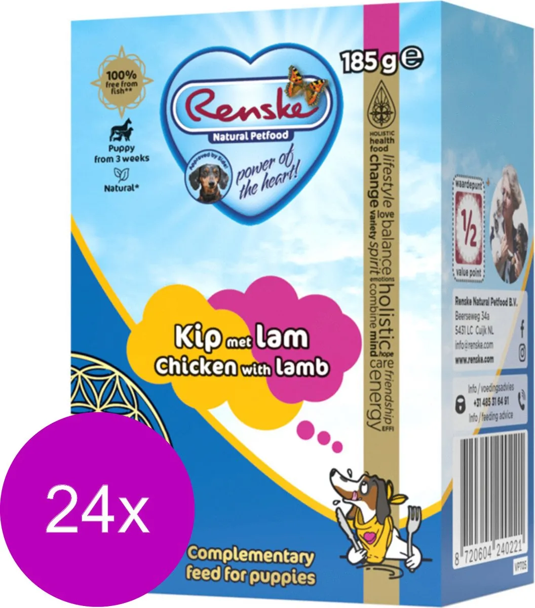 Renske Vers Puppy Hondenvoer 24x185g Kip & Lam
