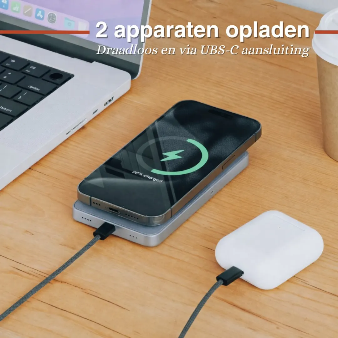 Grundig Draadloze Powerbank 5000mAh - 15W MagSafe - Grijs - afbeelding 6 van 6