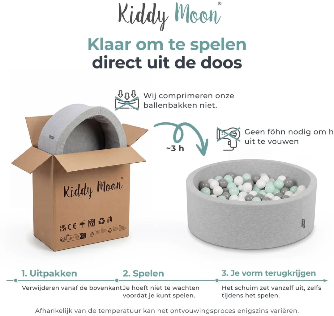 KiddyMoon Ballenbad 90x30cm - 200 Stuks Zandbeige