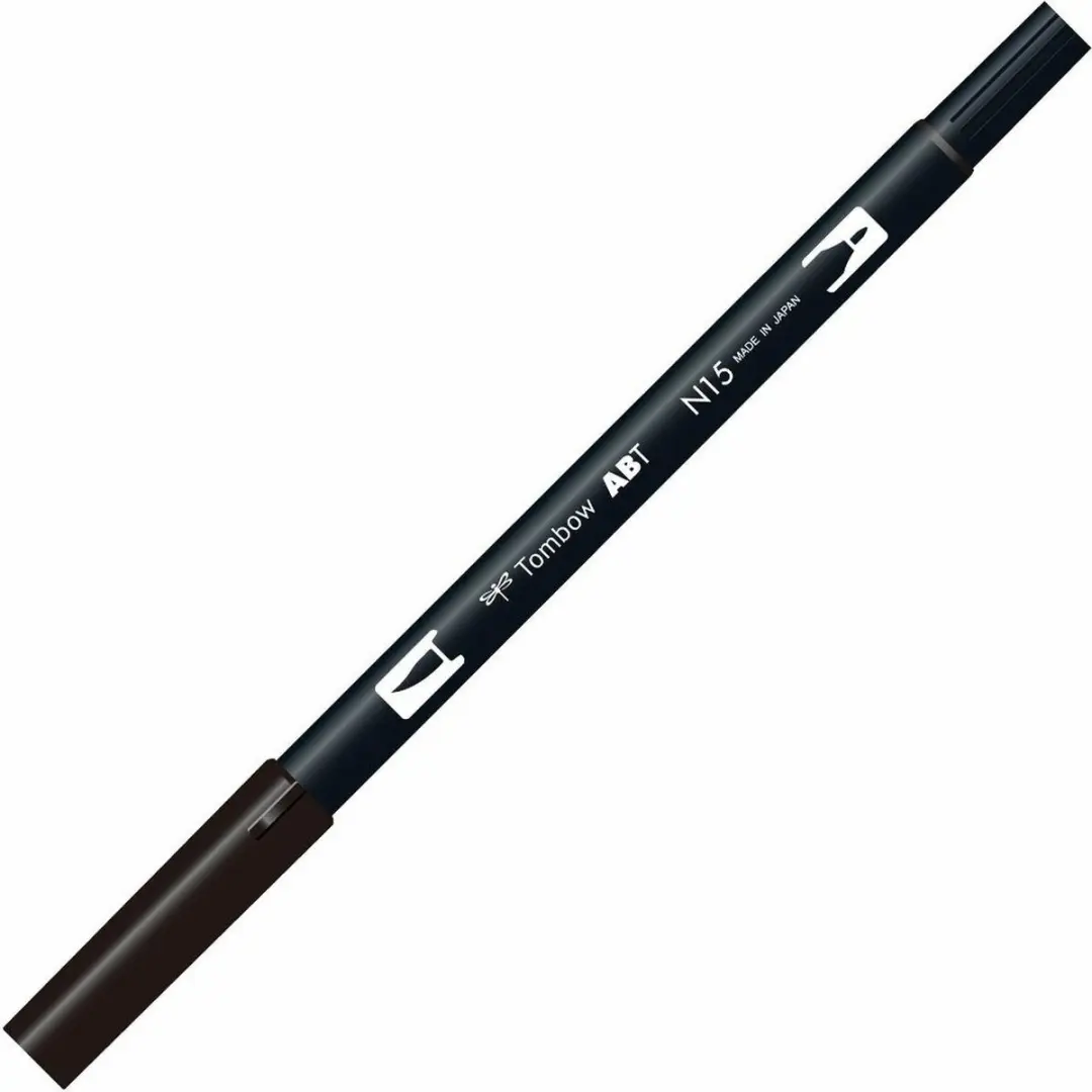 Tombow ABT-N15 Dual Brush Pen - Zwart - 6 stuks - afbeelding 2 van 2