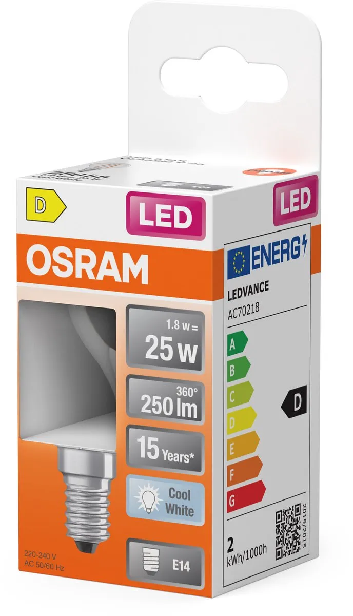 Osram LED-lamp Star Globe P25 Filament 1,8W - 250lm E14 Koelwit