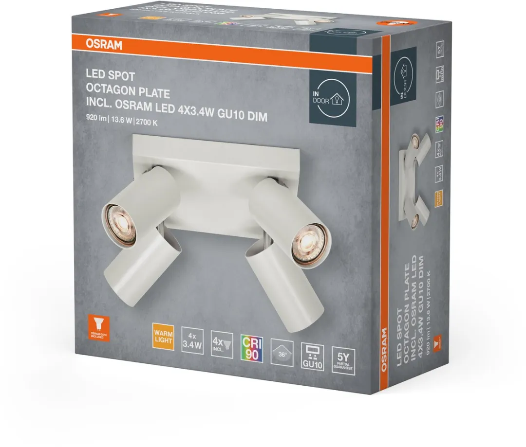 Osram LED Spot Octagon GU10 4x3,4W 927 - 920lm - 2700K - Wit