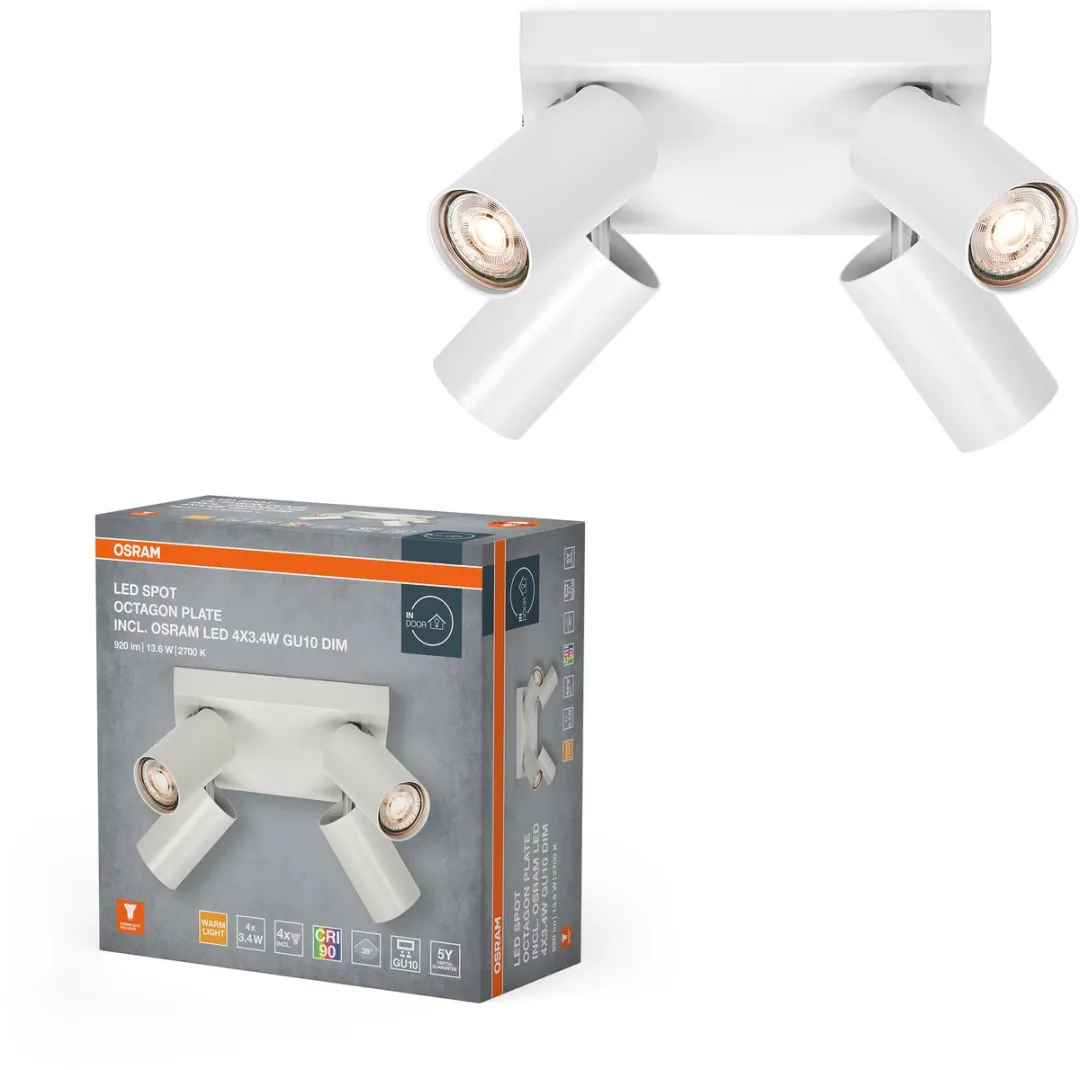 Osram LED Spot Octagon GU10 4x3,4W 927 - 920lm - 2700K - Wit