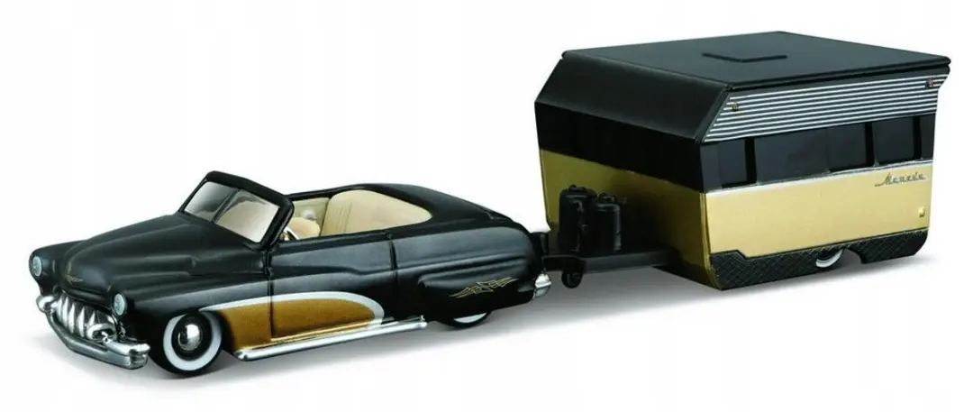 Maisto 1950 Mercury Alameda Trailer 1:64 Zwart Nieuw