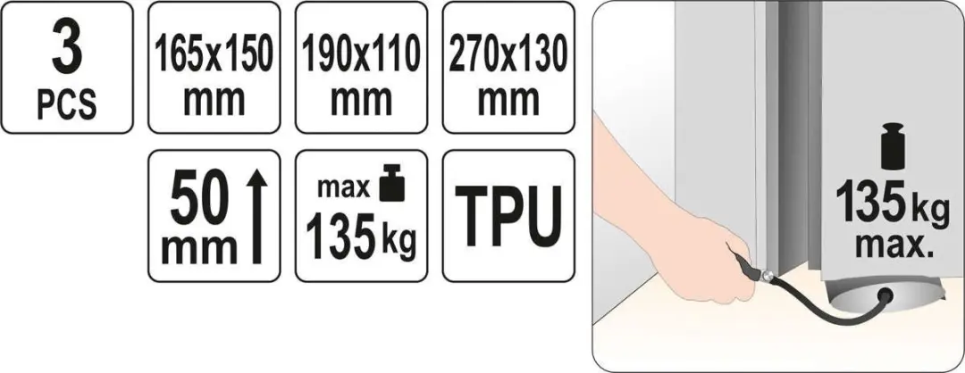 Yato YT-67385 Montagekussenset - 3 Stuks - Zwart - afbeelding 2 van 3