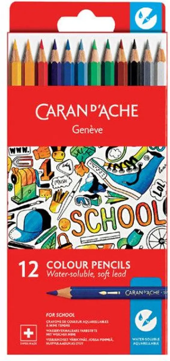Caran d'Ache Swisscolor Aquarelpotloden - Set 12 stuks - afbeelding 4 van 6