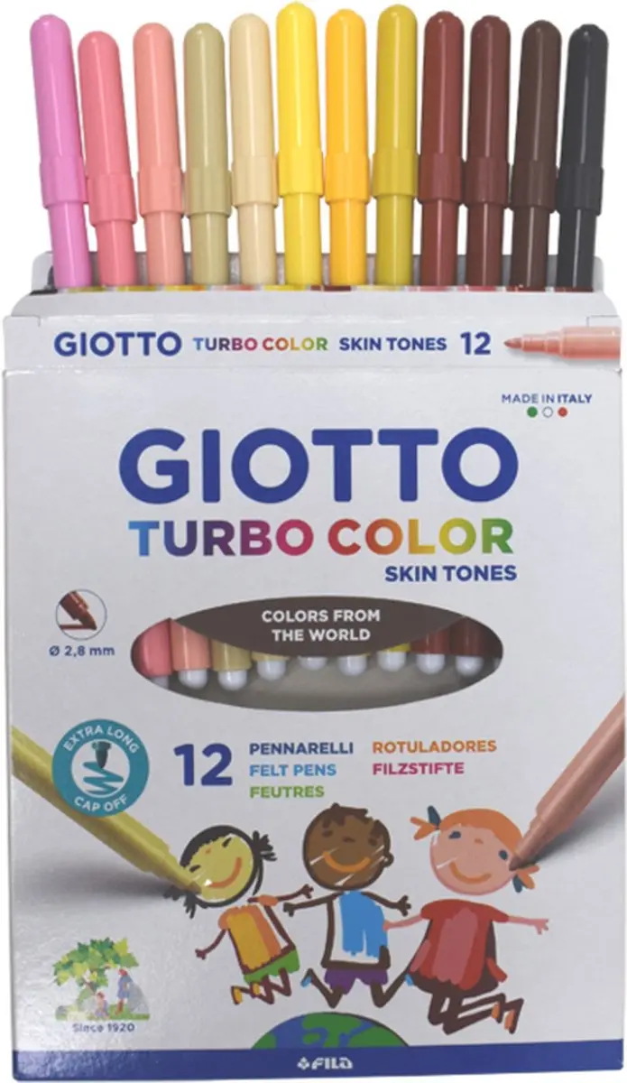 Giotto Turbo Color Viltstiften Huidtinten - 12 stuks - afbeelding 4 van 5