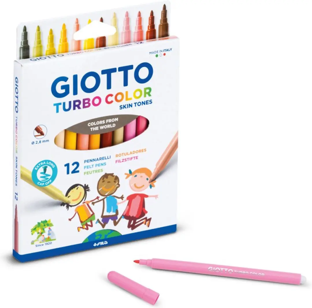 Giotto Turbo Color Viltstiften Huidtinten - 12 stuks - afbeelding 5 van 5