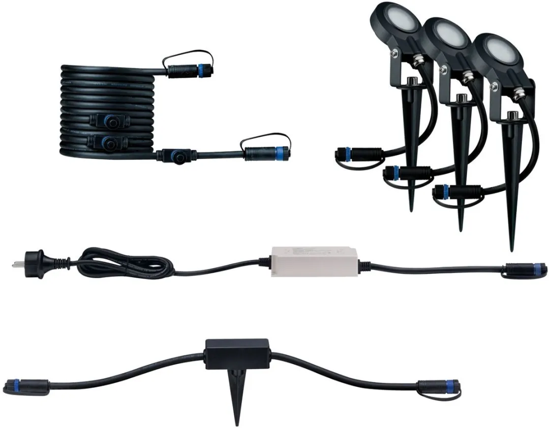 Paulmann Plug & Shine Zigbee 3.0 LED Tuinspots Set - 3x6W 3000K - Antraciet