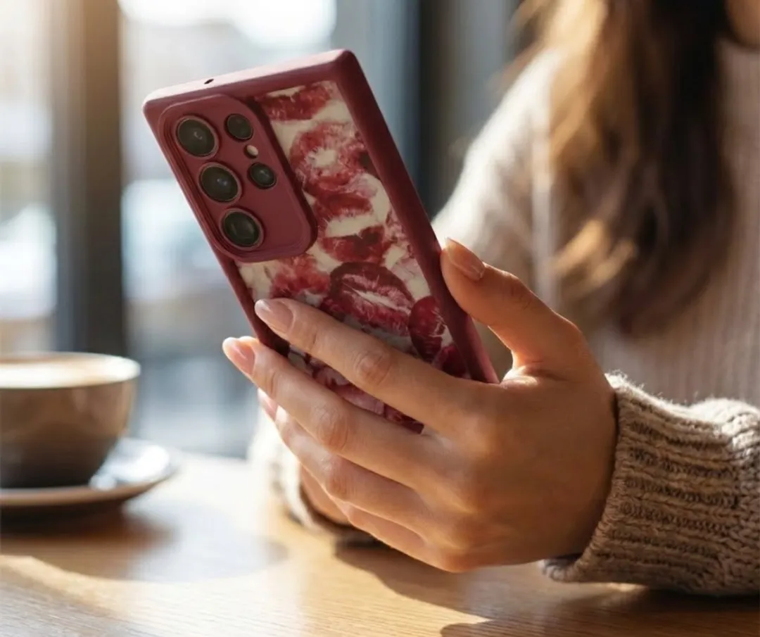 NUVEX Bordeaux Rood Telefoonhoesje Samsung Galaxy S24 Ultra - Lippenprint