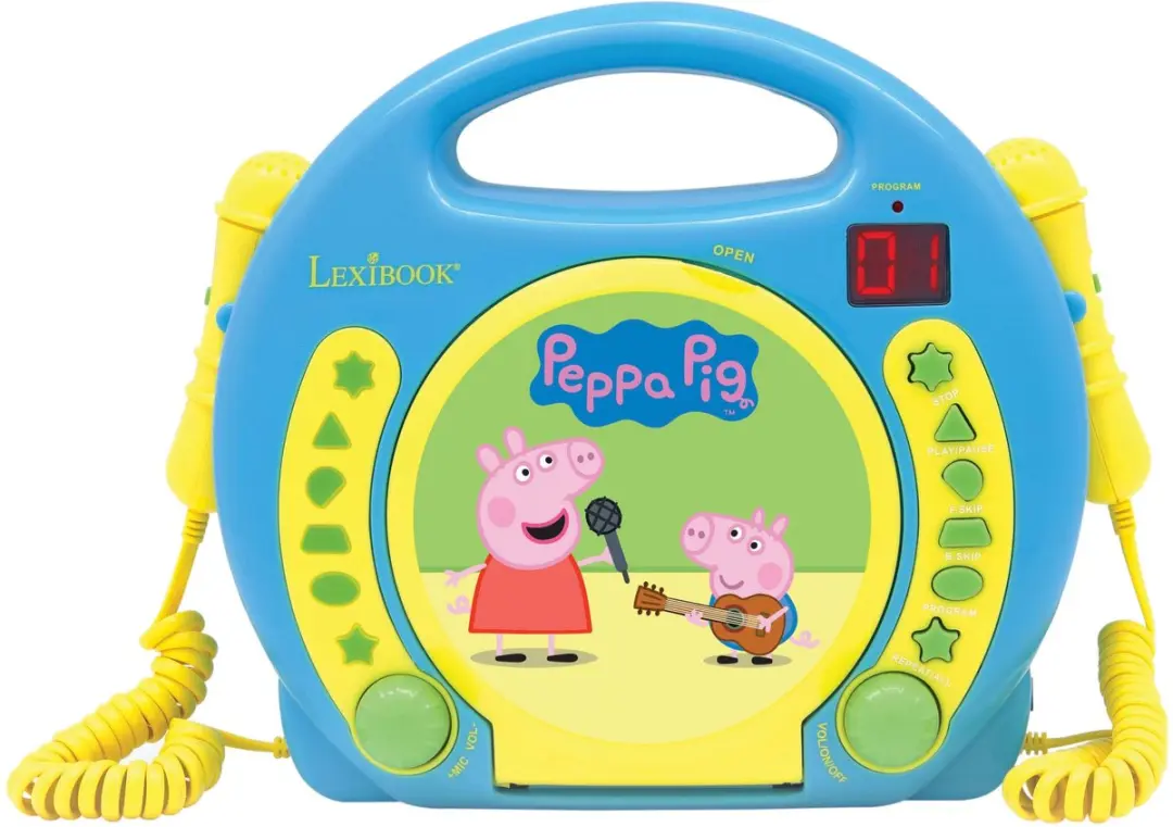 Peppa Pig Draagbare CD-speler met 2 Meezingmicrofoons