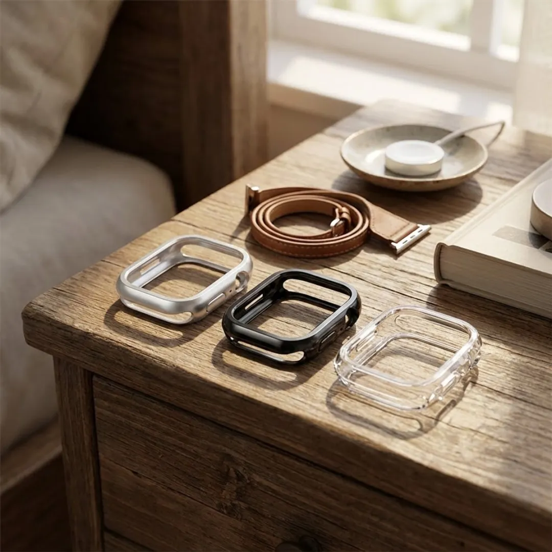 NUVEX Apple Watch 10/11 46mm Beschermhoes Set - 3 Stuks - Zwart/Zilver/Transparant