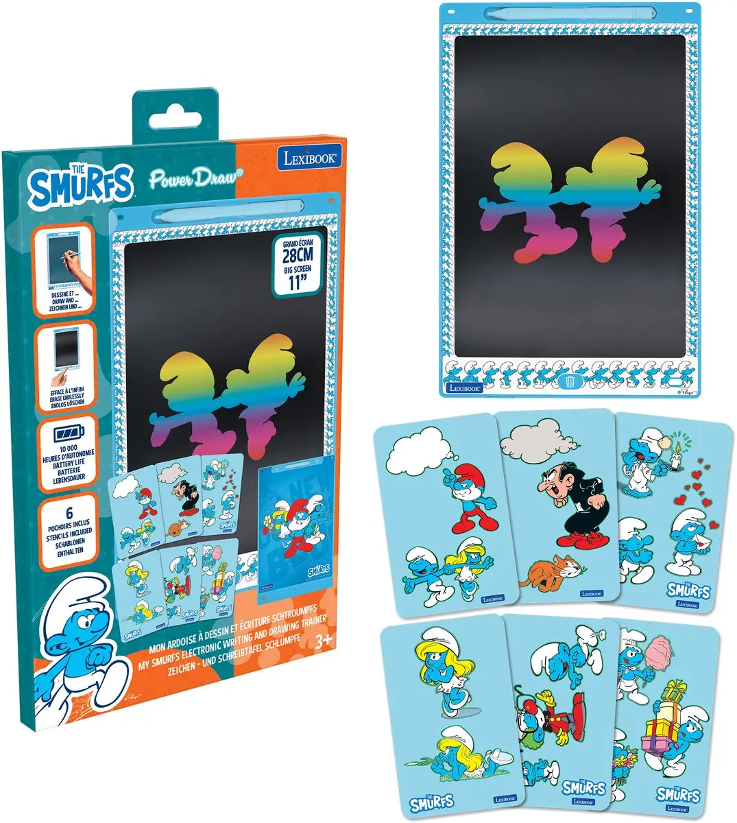 Smurfs 11’’ meerkleurige leer- en teken-E-ink-tablet met sjablonen