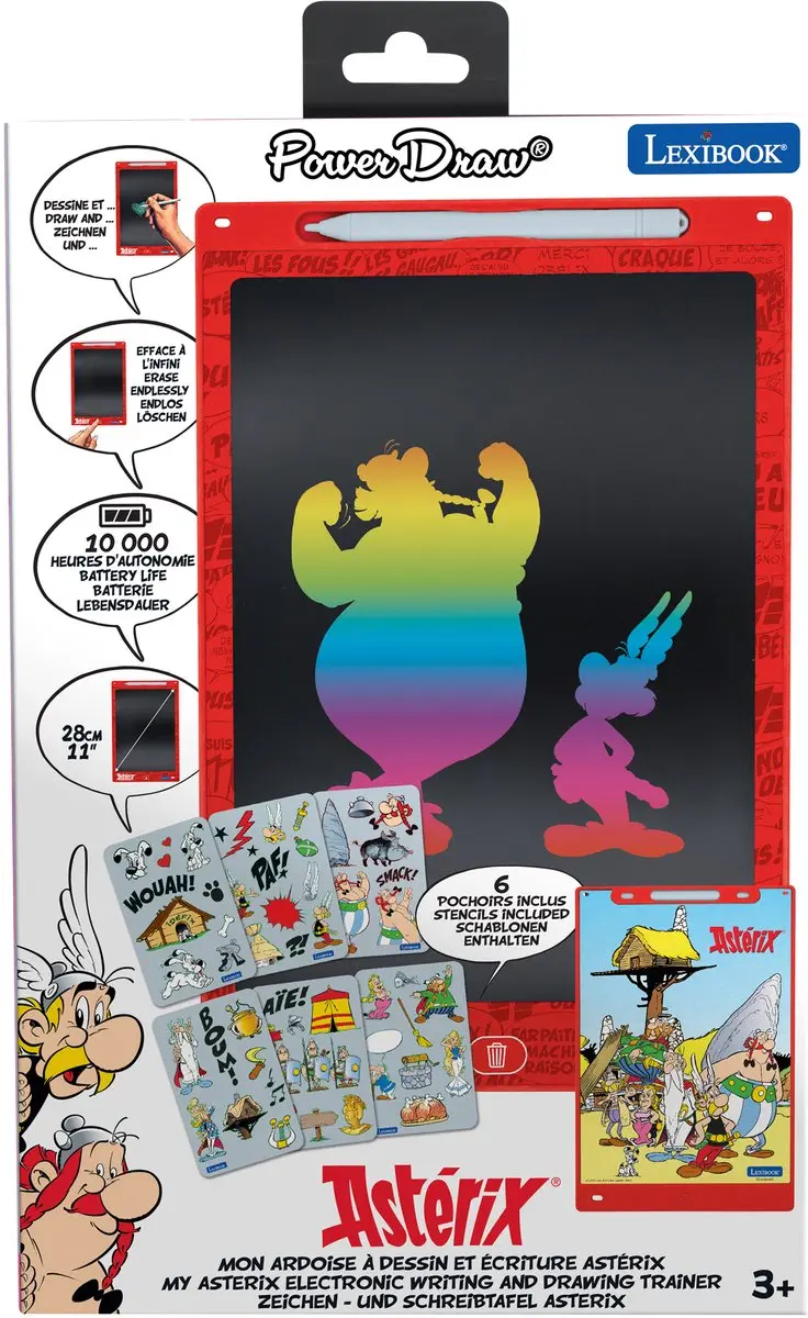 Asterix et Obelix 11’’ meerkleurige leer- en teken-E-ink-tablet met sjablone