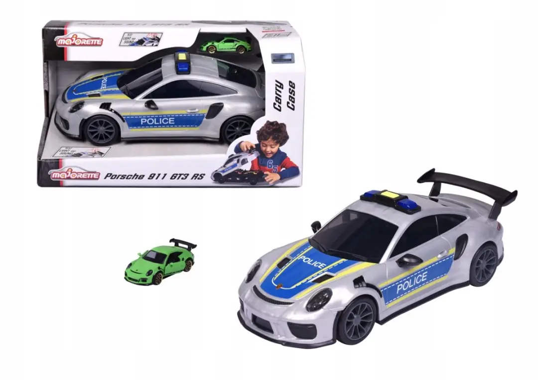 Majorette Porsche Politie Draagtas + 1 Voertuig