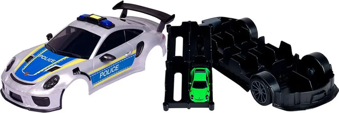Majorette Porsche Politie Draagtas + 1 Voertuig - Blauw - afbeelding 4 van 5