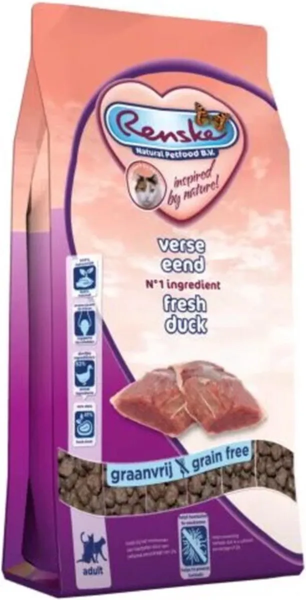Renske Kat Adult Verse Eend Kattenvoer - 8x400g - afbeelding 6 van 6