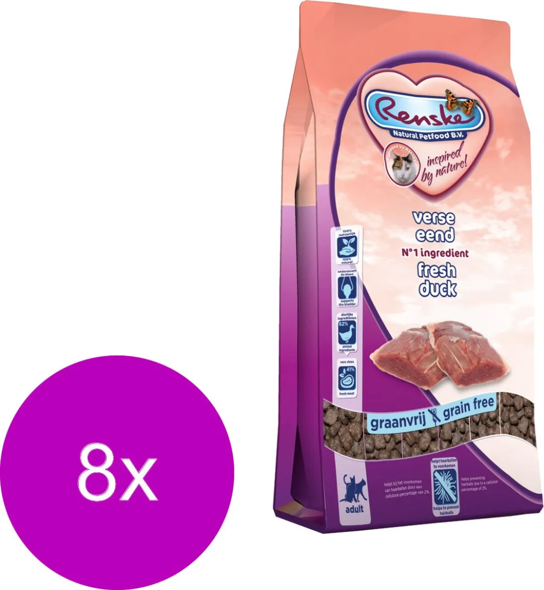 Renske Kat Adult Verse Eend Kattenvoer - 8x400g
