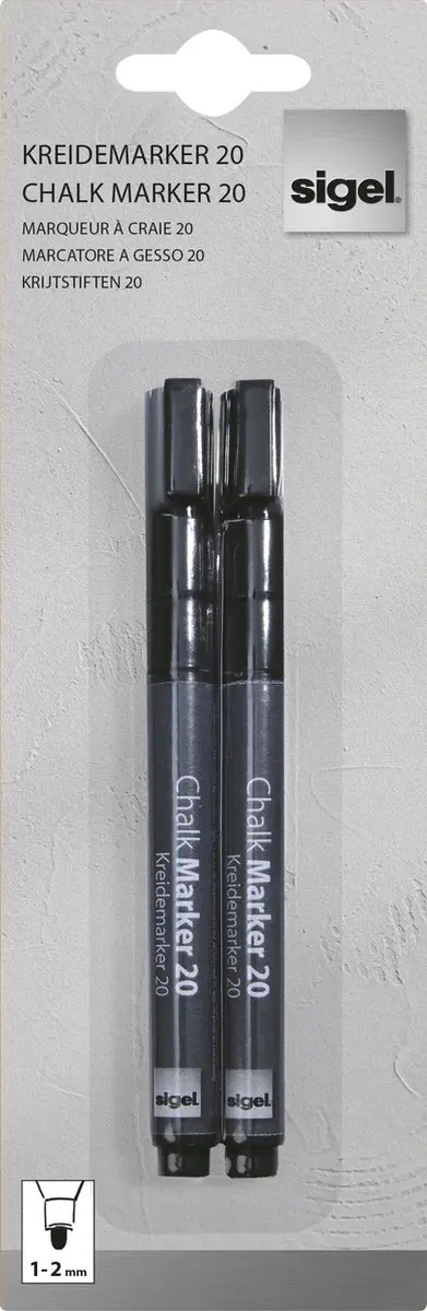 Sigel Krijtstift 20 Ronde Punt 1-2mm - Zwart - 2x - afbeelding 2 van 4