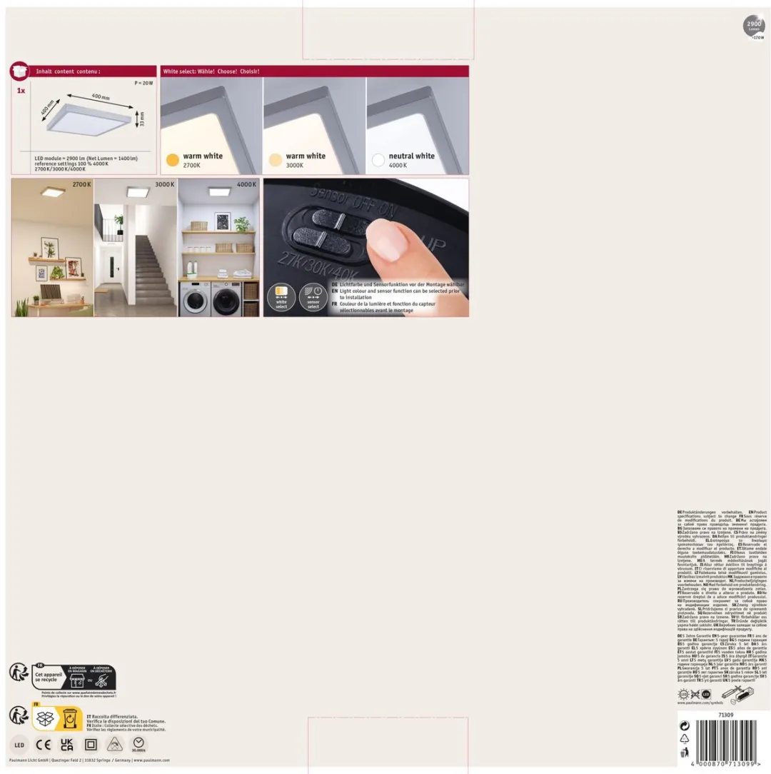 Paulmann LED-paneel Abia 2 White Select 16W 1400lm - Chroom mat - afbeelding 6 van 6