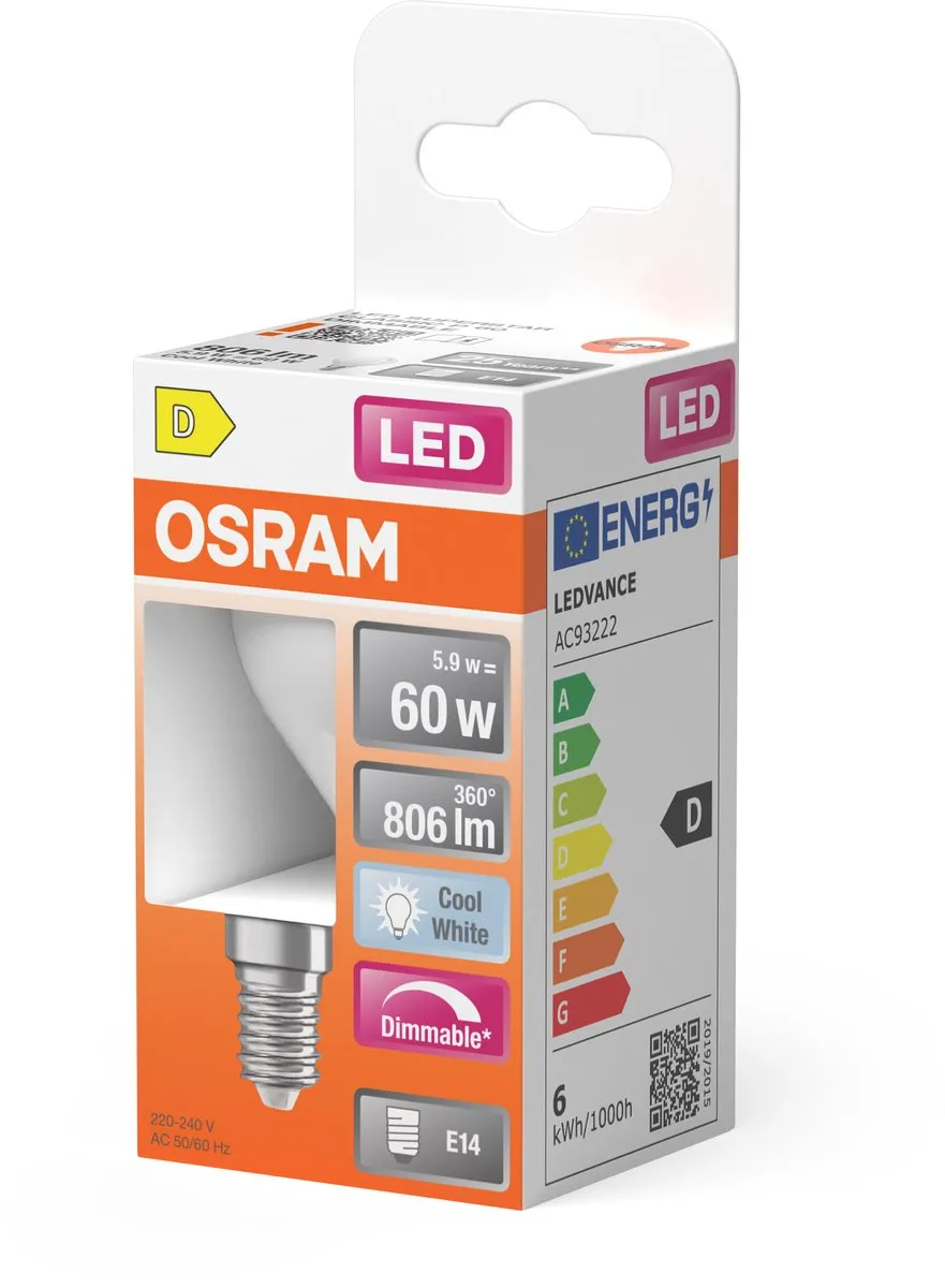 Osram LED Classic P45 E14 6.5W 806lm - Mat Glas
