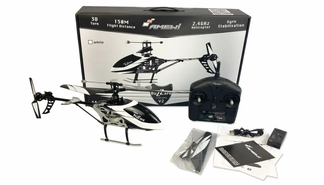 Amewi Buzzard V2 RC Helikopter - Wit RTF - afbeelding 6 van 6