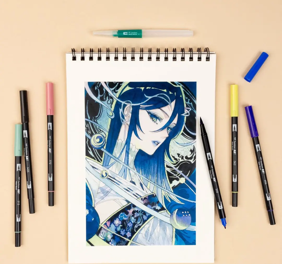 Tombow ABT Dual Brush Pen set 6 st Manga Maan - afbeelding 2 van 3