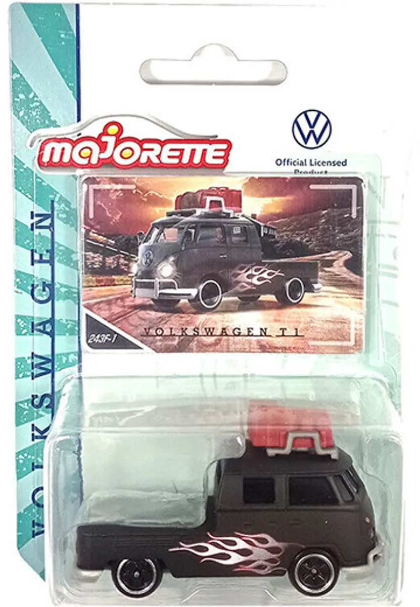 MAJORETTE VW T1 PICKUP FLAME BLACK VW ORGINALS PREMIUM 1:63 VINTAGE