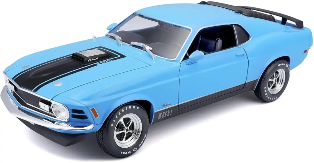 Ford Mustang Mach 1 1970 Blauw / Zwart 1-18 Maisto