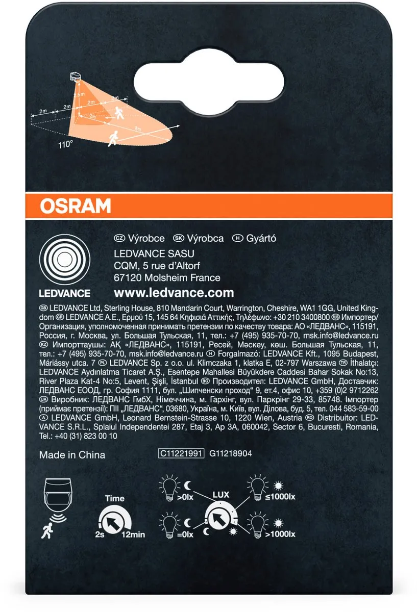 Osram Sensor Wandlamp 110° IP44 - Wit - afbeelding 6 van 6