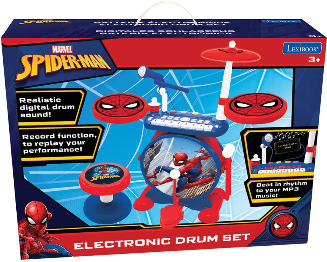 Mijn Rockband Spider-Man compleet elektronische lichtgevende drumset met kruk