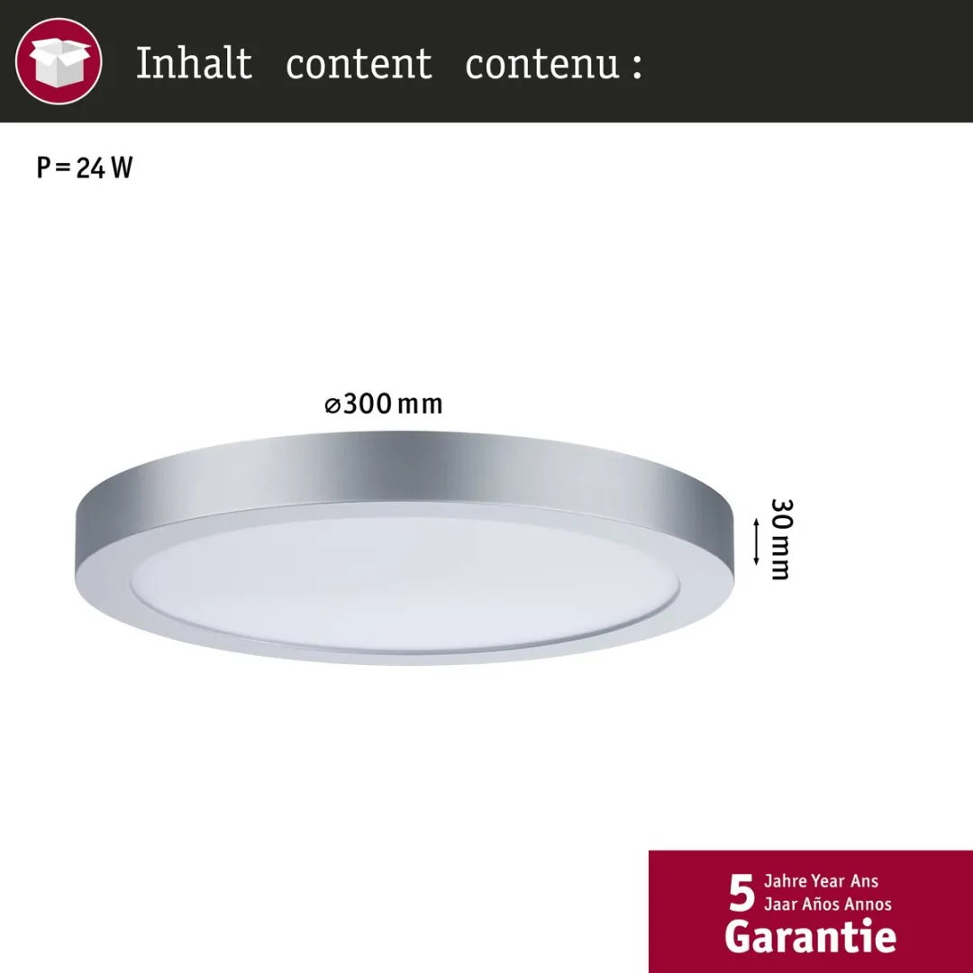 Paulmann LED-paneel Abia Rond 300mm 22W - 2200lm - Chroom mat - afbeelding 6 van 6