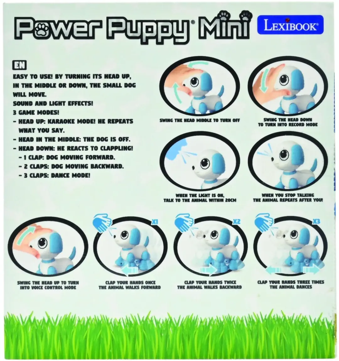 Lexibook Power Puppy Mini Hondenrobot - Blauw - afbeelding 3 van 6