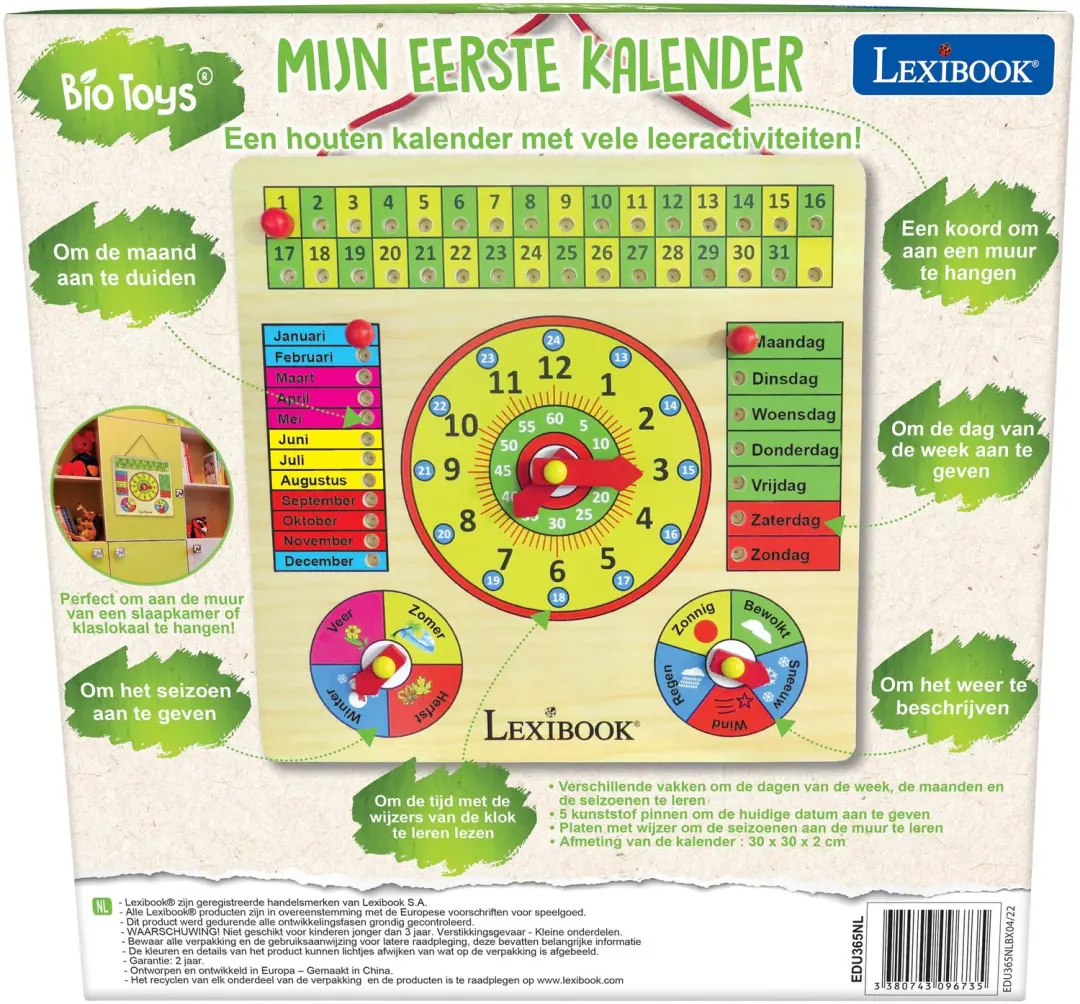 Lexibook Mijn Eerste Kalender met Klok - Hout - afbeelding 4 van 6