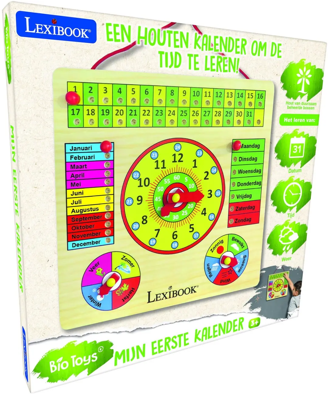 Lexibook Mijn Eerste Kalender met Klok - Hout - afbeelding 2 van 6
