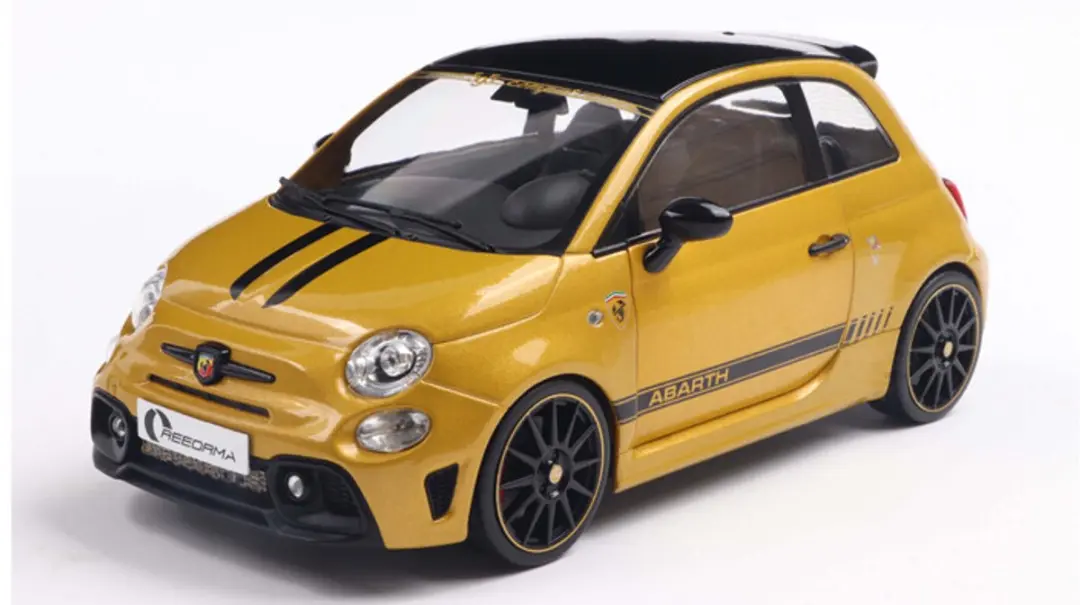 Solido Fiat F595 Abarth Works 1:18 Modelauto - Geel - afbeelding 2 van 2