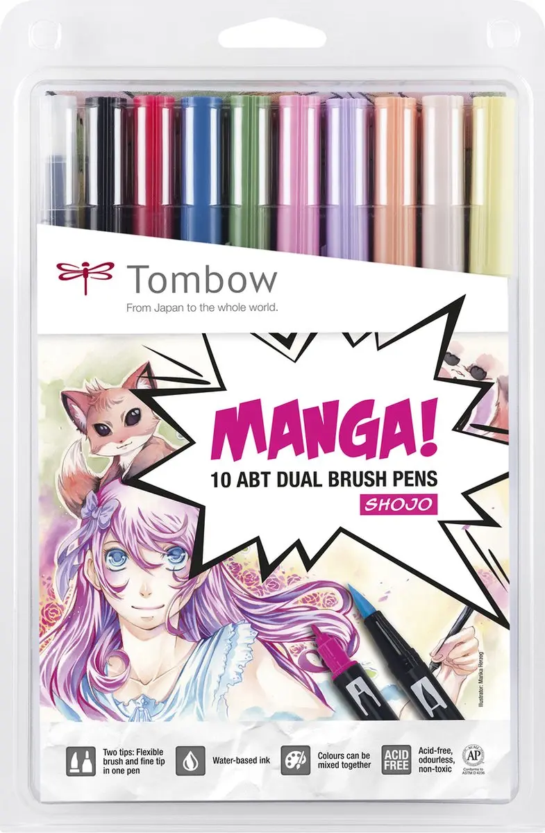Tombow ABT Dual Brush Pen Manga Shojo Set