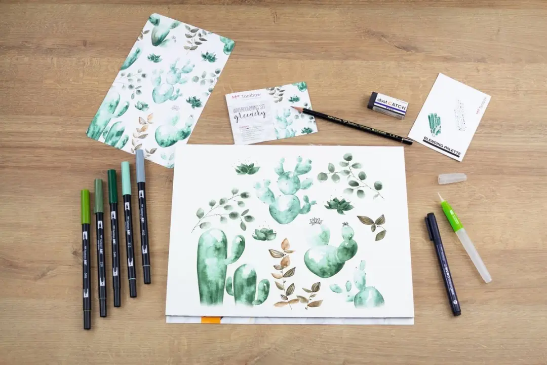 Tombow Watercoloring Set Greenery - 9 Stuks - afbeelding 4 van 6