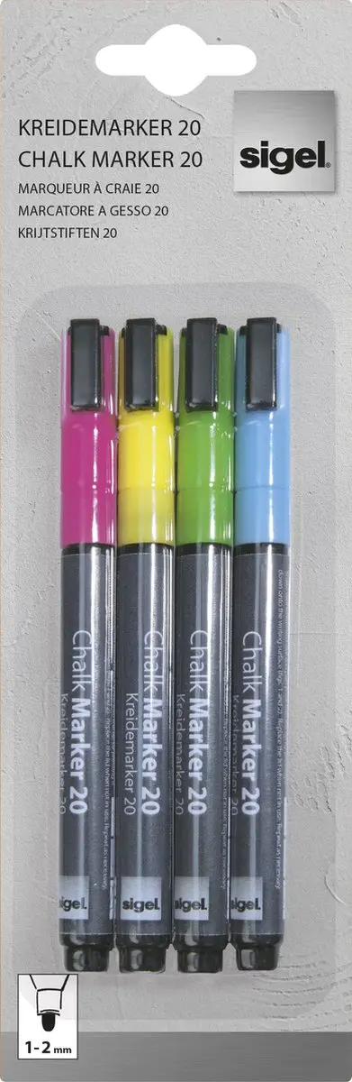 Sigel Krijtstift Ronde Punt 1-2mm - Assorti 4x - afbeelding 4 van 4