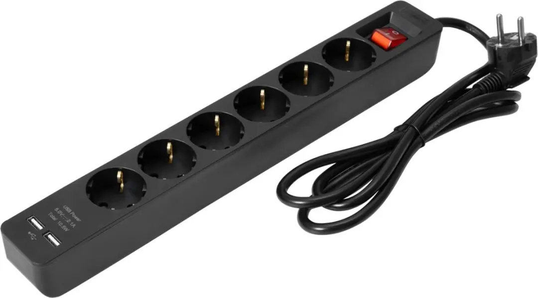 Eurolite ON-1 Stekkerdoos 6-voudig + 2 USB