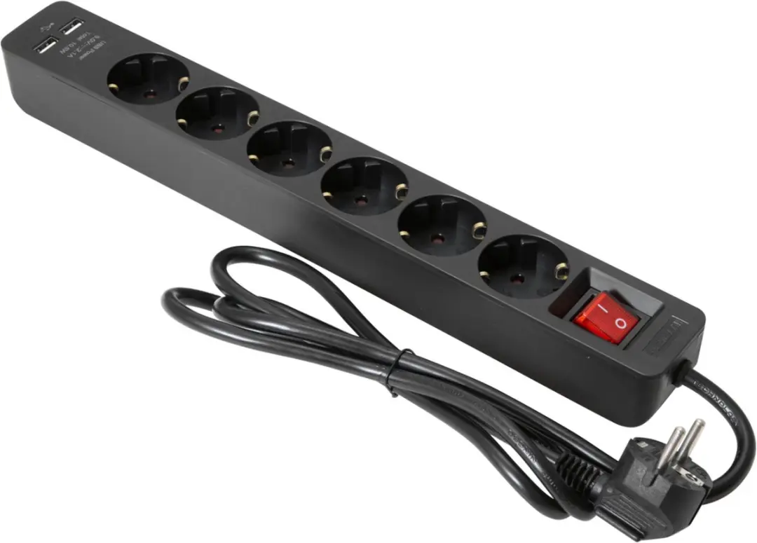 Eurolite ON-1 Stekkerdoos 6-voudig + 2 USB - Zwart - afbeelding 2 van 2